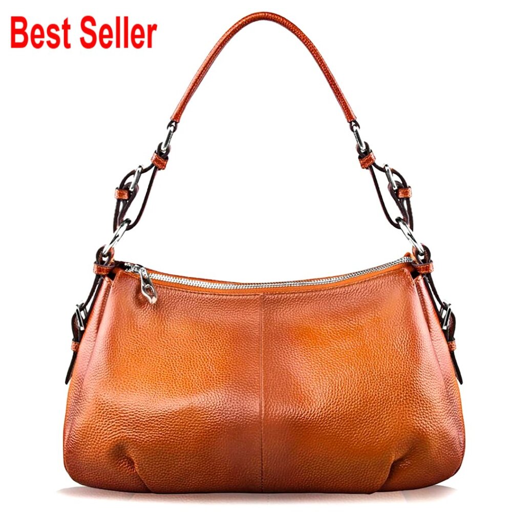 Genuine Leather Hobo Shoulder Bag Top Handle Handbag